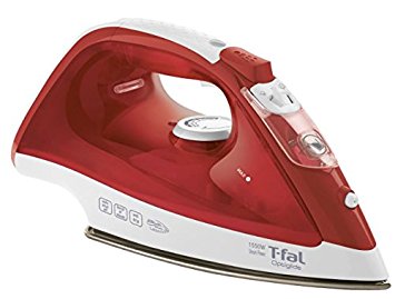 T-fal FV1535U0 Optiglide Non-Stick Ceramic Soleplate Steam Iron with Anti-Drip and Auto-off System, 1550-Watt, Red