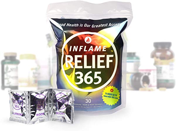 Inflame Relief 365 - Daily Supplement Program to Reduce Inflammation and Improve Whole Body Health in Convenient Morning, Noon and Night Dosages, – 14 Safe and Natural Inflammation Fighting Nutrients