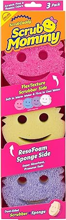 Scrub Daddy Scrub Mommy - Dish Scrubber   Non-Scratch Cleaning Sponges Kitchen, Bathroom   Multi-Surface Safe - Dual-Sided Dish Sponges for Scrubbing   Wiping Spills (3 Count) - Online Exclusive