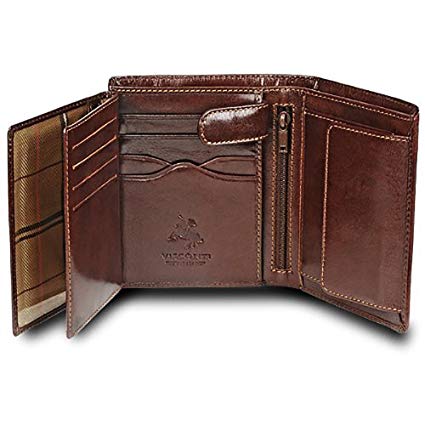 Visconti "MONZA 3" Soft Brown Italian Glazed TriFold Wallet