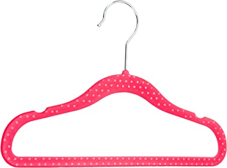 AmazonBasics Baby Kids Velvet Clothes Hangers, 50-Pack, Pink Polka Dot