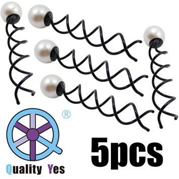 QY 5PCS Black Spin Pin Sleek Bun Messy Bun Maker Simple Style Mini Pin Hair Updo Accessory