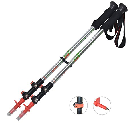 Mountaintop [2-Pack] 3-Section Retractable Lightweight Trekking Poles Travel Hiking Climbing Backpacking Walking Mountaineering Stick with EVA Foam Handle