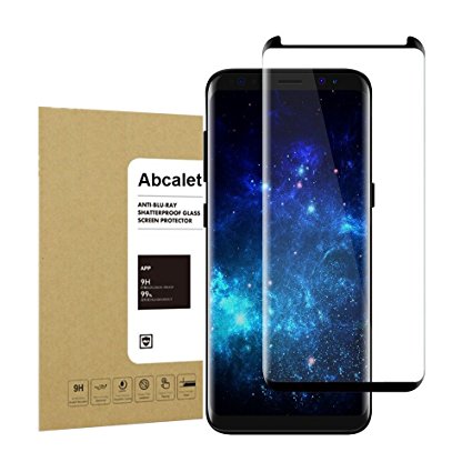 Galaxy S8 Plus Tempered Screen Protector,Abcalet [Full Coverage] [Bubble-Free][Anti-Scratch] 9H Hardness HD Clear Film Screen Protector for Samsung Galaxy S8 Plus Black