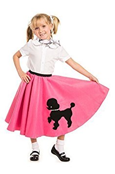 Poodle Skirt with Musical Note printed Scarf Hot Pink