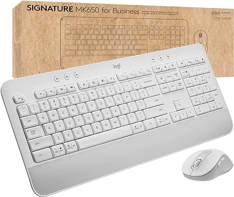 Logitech Signature MK650 Combo for Business, Wireless Mouse and Keyboard, Logi Bolt, Bluetooth, SmartWheel, Globally Certified, Windows/Mac/Chrome/Linux - Off-White