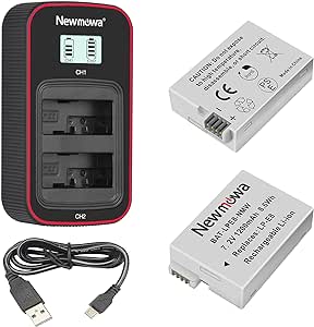 Newmowa LP-E8 Batterie de Remplacement (Pack de 2) et écran LCD Intelligent Double Chargeur USB pour Canon LP-E8 et Canon EOS 550D,600D,650D,700D,EOS Rebel T2i,Rebel T3i,Rebel T4i,Rebel T5i