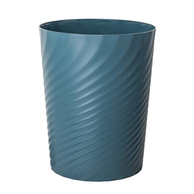 Plastic Trash Can Wastebasket, Garbage Container Basket for Bathrooms, Kitchens, Offices, Kids Rooms (Dark Blue, 1 Pack)