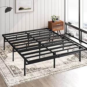 Zinus Justin Cama 135x190 cm - Altura 36 cm con Almacenamiento Debajo de la Cama - Marco de la Cama de Plataforma de Metal - Negro