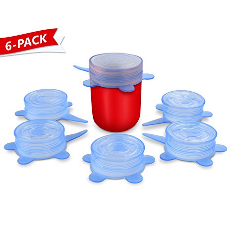 ORBLUE Silicone Stretch Lids, 6-Pack Small, 2.6 inches (stretches to 3.5 inches)