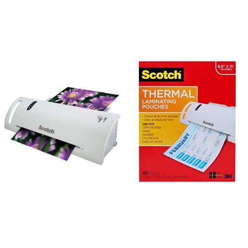 Scotch Thermal Laminator and Laminating Pouches (8.97-Inch x 11.45-Inch, 3-Mil Thickness per Pouch) Bundle, 100 Pouches per Bundle