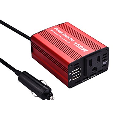 Cooolbuy 150W Car Power Inverter DC 12V to 110V AC Converter with Dual USB Charger