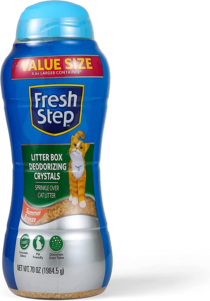 Fresh Step Cat Litter Crystals | Cat Litter Box Deodorizer Product for All Cats | Combats Cat Odors and Neutralizes Smells | Summer Breeze Scent, Value Size 70 oz, 4.6X Larger Container