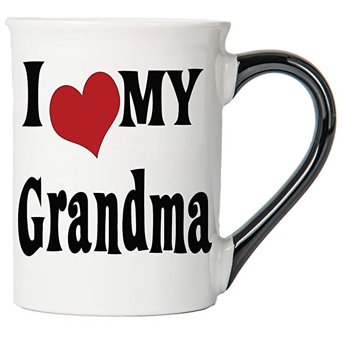 Tumbleweed Coffee Mug - I Love My Grandma- Large 18 Oz Ceramic Coffee Mug With Black Handle