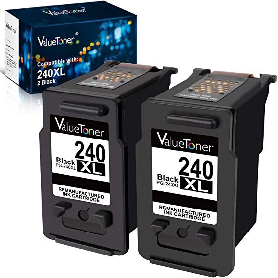 Valuetoner Remanufactured Ink Cartridge Replacement for Canon PG-240XL 240 XL for TS5120 Pixma MG3620 MX532 MG2120 MG2220 MG3120 MG3122 MG3220 MG3222 MG3520 MX432 MX452 MX512 High Yield (2 Black)