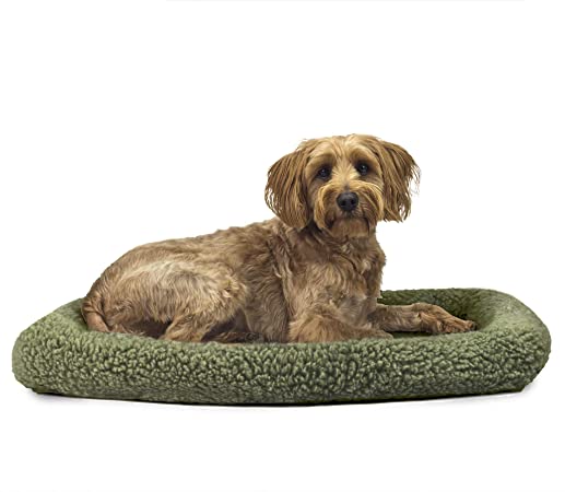 Furhaven Pet Dog Bed - Snuggly Bolster Bed & Tufted Pillow Cushion Nap Mat Kennel or Crate Bed for Dogs & Cats - Available in Multiple Colors & Sizes