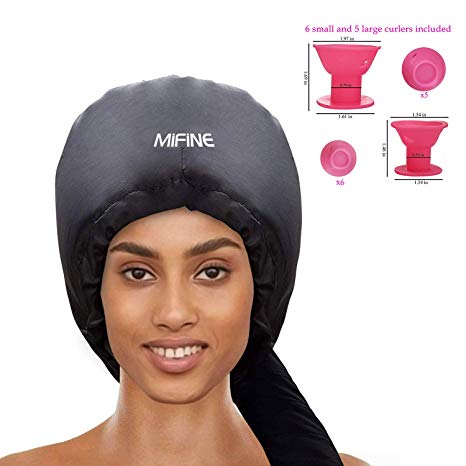 Bonnet Hood Hair Dryer Attachment- Soft, Adjustable Extra Large Hair Dryer Bonnet for Hand Held Hair Dryer with Stretchable Grip and Extended Hose Length, Soft Silicone Hair Curlers Rollers