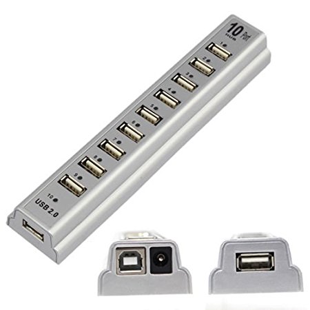 Great Deal 10 Port USB 2.0 High Speed Hub Multi Outlet Power Strip Type & Supports Usb 2.0