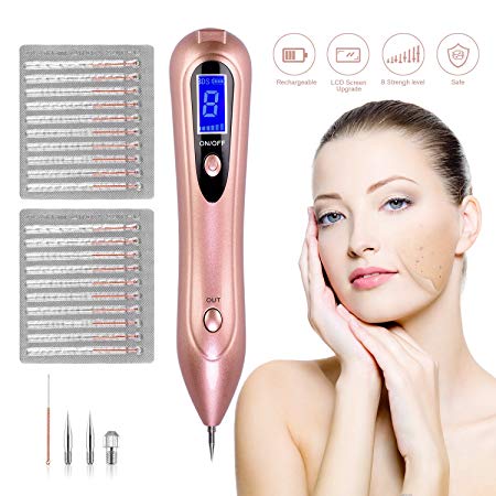 Mole Removal Pen,Portable USB Rechargeable Skin Tag Removal Tool Kit with 8 Strength Levels Professional Beauty Pen for Body Facial Freckle Nevus Warts Age Spot Tattoo Remover Beauty Skin