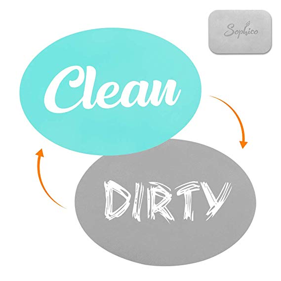 Dishwasher Magnet Clean Dirty Sign, With Metal Magnetic Plate - Works on All Dishwashers - Strong Magnet Double Sided Flip (1 PACK)