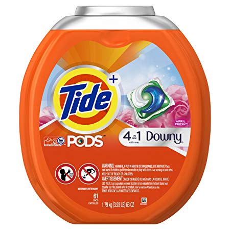Tide PODS Plus Downy HE Turbo Laundry Detergent Pacs, April Fresh, 61 Count