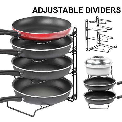 Height Adjustable Pot And Pan Organizer Rack,GUSGU Detachable Kitchen Cabinet Organizer Holders For Pan Lids