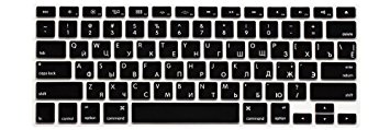 HRH Russian Language Silicone Keyboard Cover Skin for MacBook Air 13" MacBook Pro with or without Retina Display 13"15" 17" Apple Wireless Bluetooth Keyboard MC184LL/B US Version Russian/English-Black