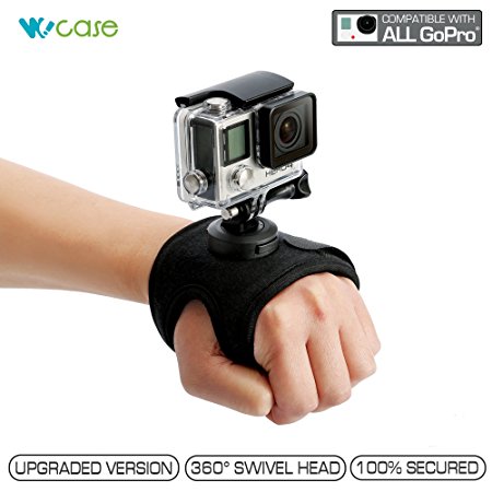 WoCase 360 Degree Panoramic Swiveling Glove Mount Hand Mount (Compatible with left handed) for GoPro HERO4 HERO3  3 2 1 Cameras (Rotary Mount, Retail Package, Gifting Ready)