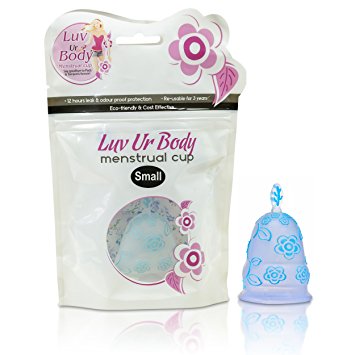 Luv Ur Body Menstrual Cup - Eco Friendly, Soft, Flexible, Firm and Hypoallergenic FDA Approved Medical-Grade Silicone - Prevent Shafting Rashes Reduce Menstrual Cramps