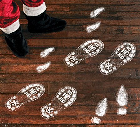 128PCS Christmas Decorations Footprints Party Decals Clings Floor Stickers - Xmas Santa Claus / Elf / Reindeer