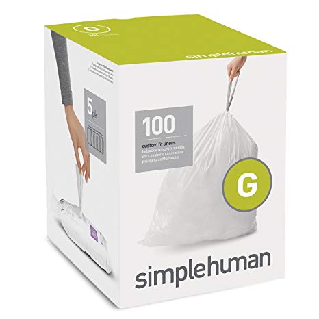 simplehuman Code G, Custom Fit Bin Liners, 100 Liners, White, 30 L