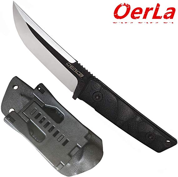 Oerla TAC WS-0018 Small Warrior Series Fixed Blade Knife 420HC Stainless Steel Field Knife Camping Knife with G10 Handle Waist Clip EDC Kydex Sheath