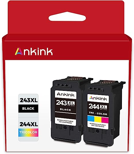 Ankink 2x Capacity 243XL 244XL Ink Cartridges Black Color Combo for Canon PG 243 245 CL 244 246 Fit for Cannon Pixma TR4520 MG2522 TS3322 TR4522 TS3122 MX490 MX492 MG2922 MG2520 Printer 245XL 246XL XL