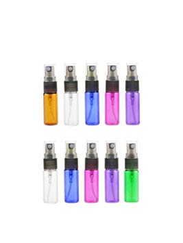 10 Pcs Fine Mist Spray Bottle Empty Multicolor Thin Glass Atomizer Refillable Perfume Sprayer Container Travel Essential Oil Sample Vial Tube (5ml)
