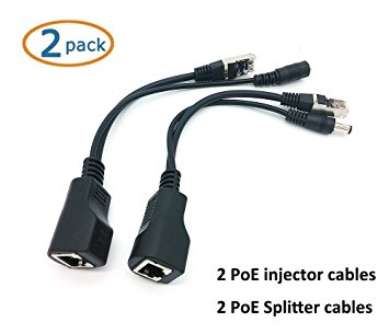 iCreatin Passive PoE Injector and PoE Splitter Kit with 5.5x2.1 mm DC Connector [metallic shield]- 2 Pack