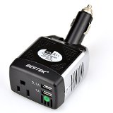 BESTEK 75W Power Inverter DC 12V Car Cigarette Lighter to 110V AC Car Adapter Laptop Charger with 2 USB Charging Ports31A Maxfor iPhone iPad Tablet Samsung HTC GPS DVD Player and More Rotatable Cigarette Lighter Plug