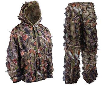 Ultra Light Mesh Camouflage Ghillie Leafy Hunting Camo Suit Jacket Pants Brown