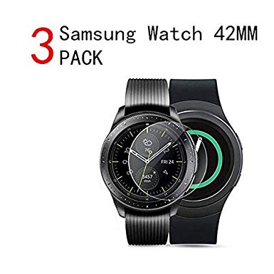 [3 - Pack] Samsung Galaxy Watch 42mm Tempered Glass Screen Protector, hairbowsales Anti-Scratch, Full Coverage Scratch-Proof Screen Film Compatible Samsung Watch 42mm