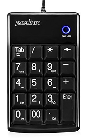Perixx PERIPAD-201PLUS, Numeric Keypad for Laptop - USB - Tab Key Feature - Full Size 19 Keys - Big Print Letters - Black