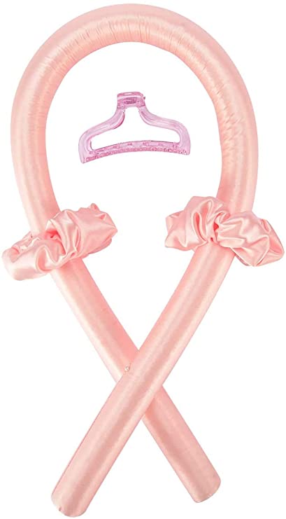 Heatless Curling Rod Headband,Heatless Hair Curlers for Long Hair to Sleep in Overnight,No Heat Curls Silk Ribbon Hair Rollers,Soft Foam Hair Rollers, DIY Hair Styling Tools (1Pack-Pink)