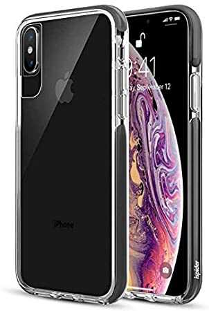 ispider Case Designed for iPhone Xs Max [Military Grade 10Ft Drop Tested] Protective Case Cover for iPhone Xs Max Clear Case [Shockproof Non-Newtonian Fluid TPE,TPU, Anti-Scratch Hard PC Back] Black