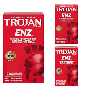 Trojan ENZ Non-Lubricated Condoms, 12 Count (Pack of 3)