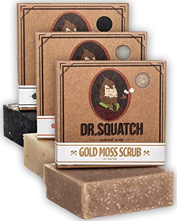 Dr. Squatch Men's Soap Sampler Pack (3 Bars) – Pine Tar, Cedar Citrus, Gold Moss Bars – Natural Manly Scented Organic Soap for Men (3 Bar Bundle Set)