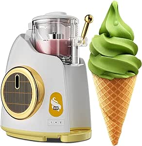 Household 800ML Mini Fully Automatic Soft Ice Cream Machine, Single Flavor Desktop Soft Ice Cream Machine, Automatic Cleaning, Suitable For Family Gatherings, Restaurants, Cafes, Snack Bars White