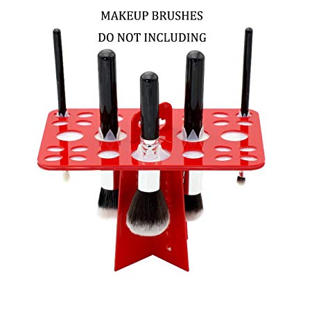 FEIYAN Makeup Brushes 2 in 1 Drying Holder Stand Dry Brush Hold Brushes With Yellow Protection Cover (Red)