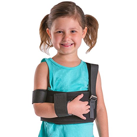 BraceAbility Pediatric Shoulder Immobilizer | Child Size Velcro Arm Sling Stabilizer for Broken Collarbone & Shoulder Injuries - Fits Toddlers, Kids, Youth & Teens (20" - 30" Chest Circumference)