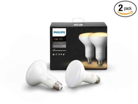 Philips Hue Two-Pack White Ambiance BR30 60W Equivalent Dimmable LED Smart Flood Lights (Compatible with Amazon Alexa, Apple HomeKit, and Google Assistant)