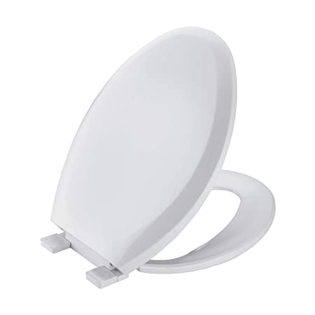 HOMELODY Elongated White Toilet Seat, Slow-Close Seat with Quick-Release Hinges, Quick-Attach Hardware, Easyclean Toilet Lid