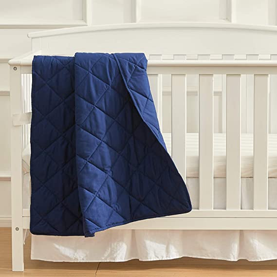 EXQ Home Toddler Comforter Baby Quit Blanket Soft Lightweight,39×47 Inches Polyester Toddler Nursing Blanket for Infant and Newborn, Ultra Soft for Crib Bed,Stroller,Travel(Navy Blue)