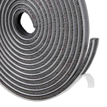 TORRAMI Felt Pile Weather Stripping 11/32 inch x 3/16 inch x 62 ft, Sliding Windows and Door Frame Side Brush Seal, Draft Stopper Soundproofing, Grey